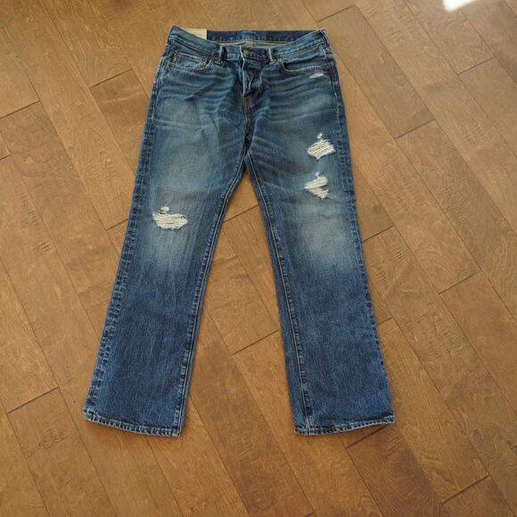 Abercrombie & Fitch Distressed High Rise Jeans Blue Mens Size 34x32 - Picture 1 of 7